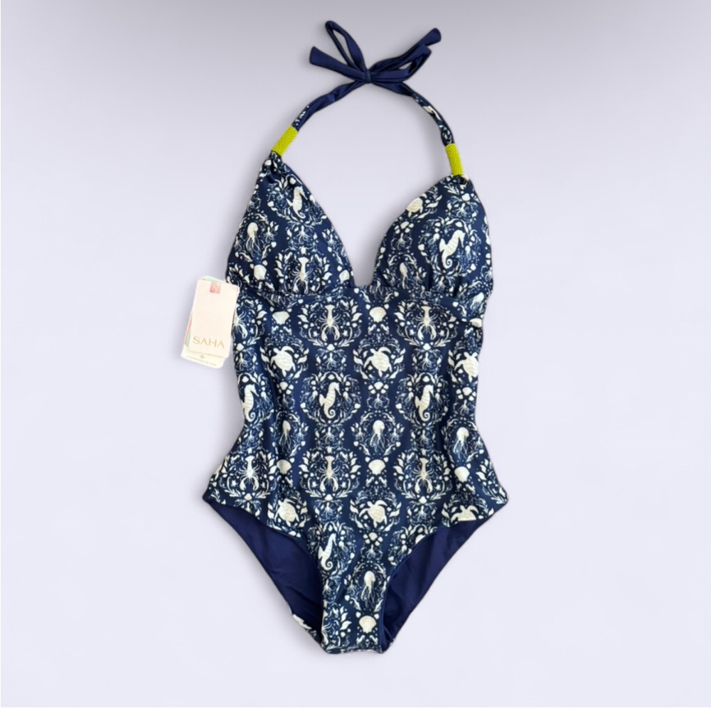 NWT Saha Reversible One Piece Swimsuit Beaded Tie Colombia Premium
